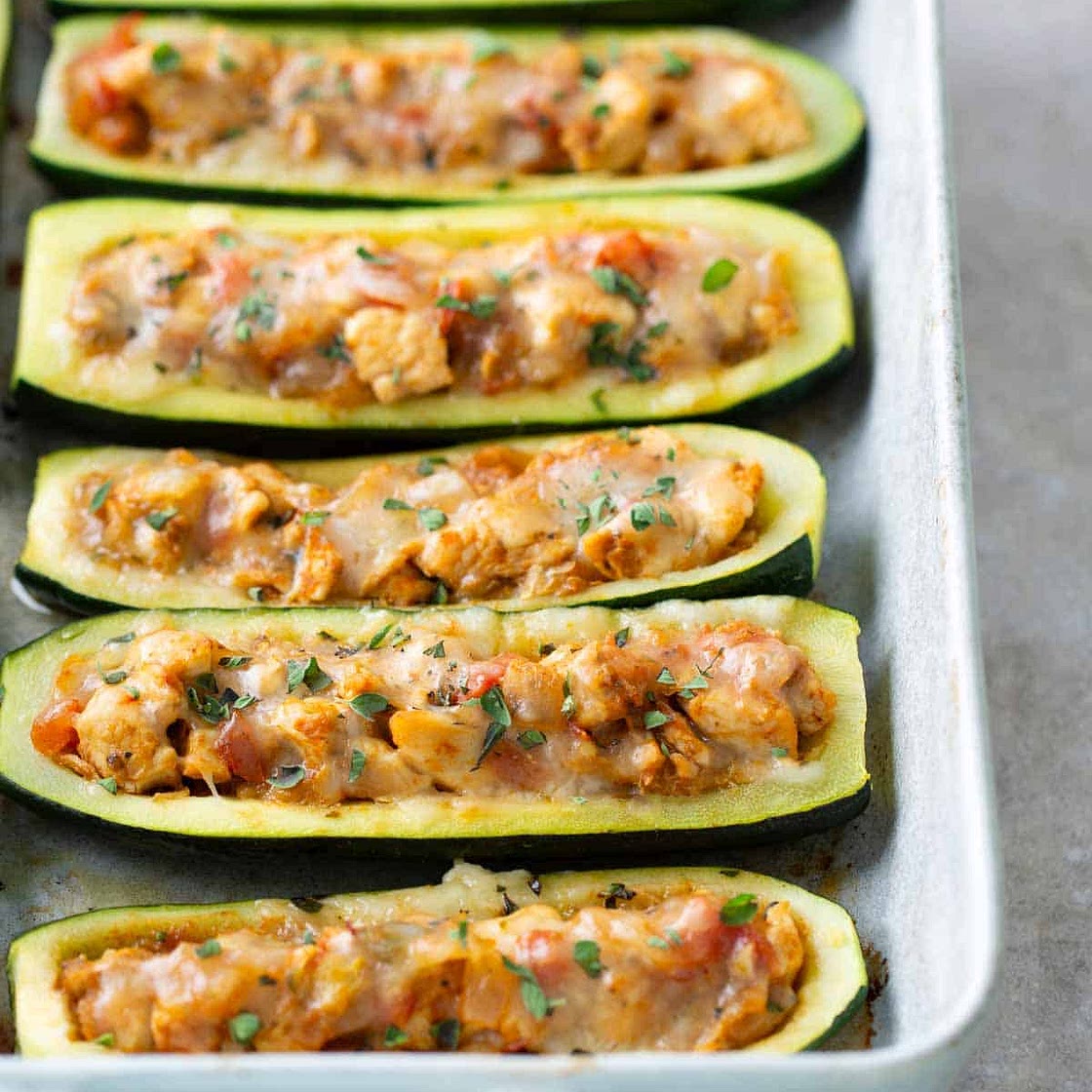Chicken Taco Zucchini Boats