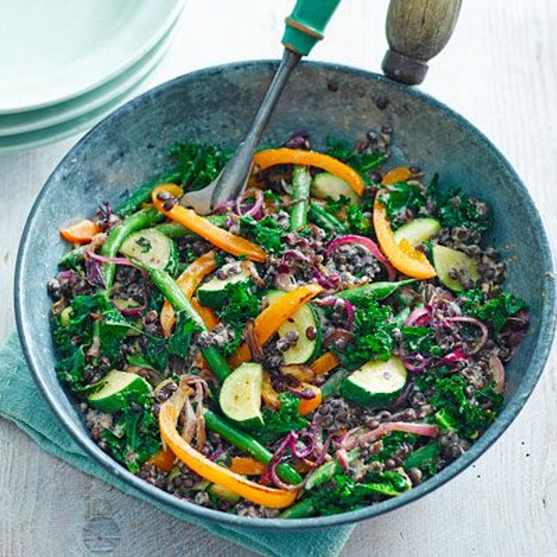 Veggie tahini lentils