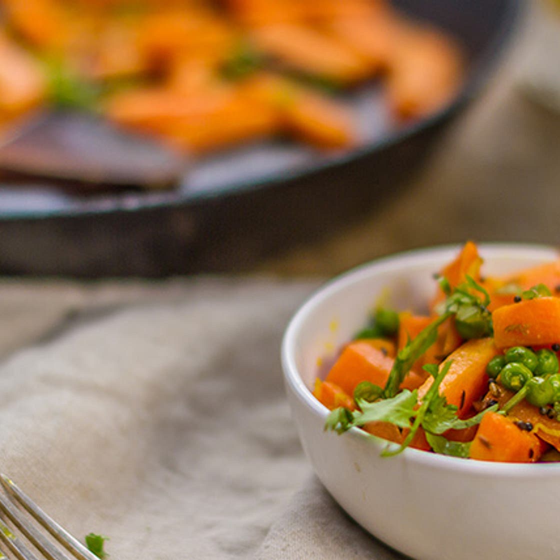 Cumin fried Carrot and Pea Curry