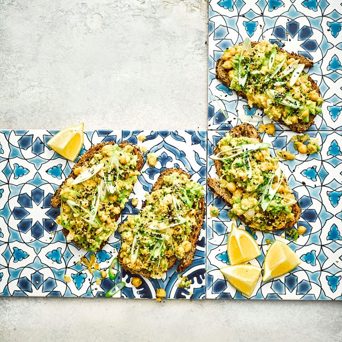 Miso chickpeas and avocado on toast