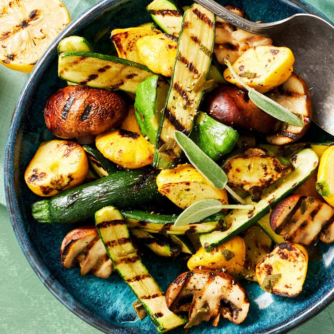 Grilled Squash and Mushrooms with Fresh Herbs