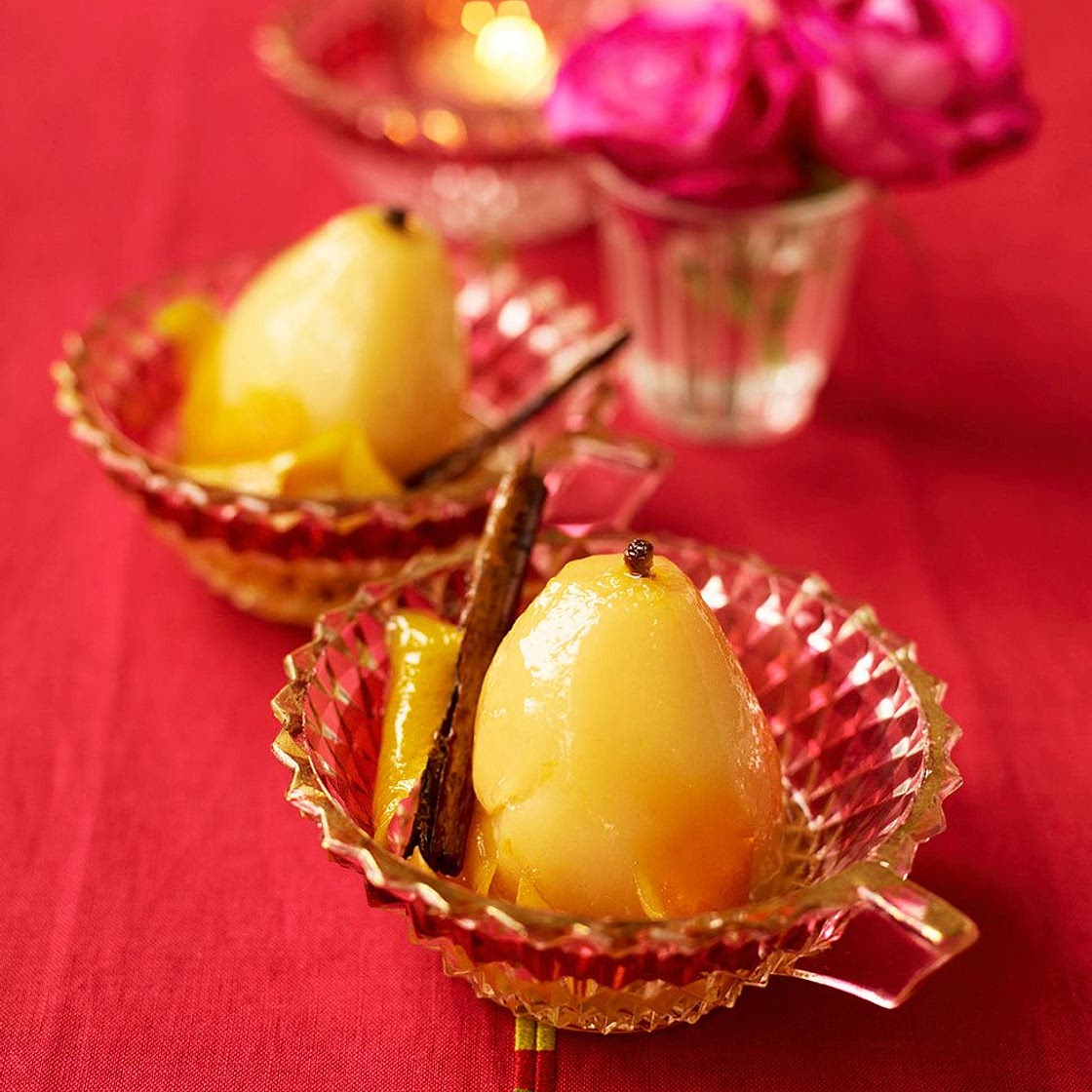 Citrus-poached pears