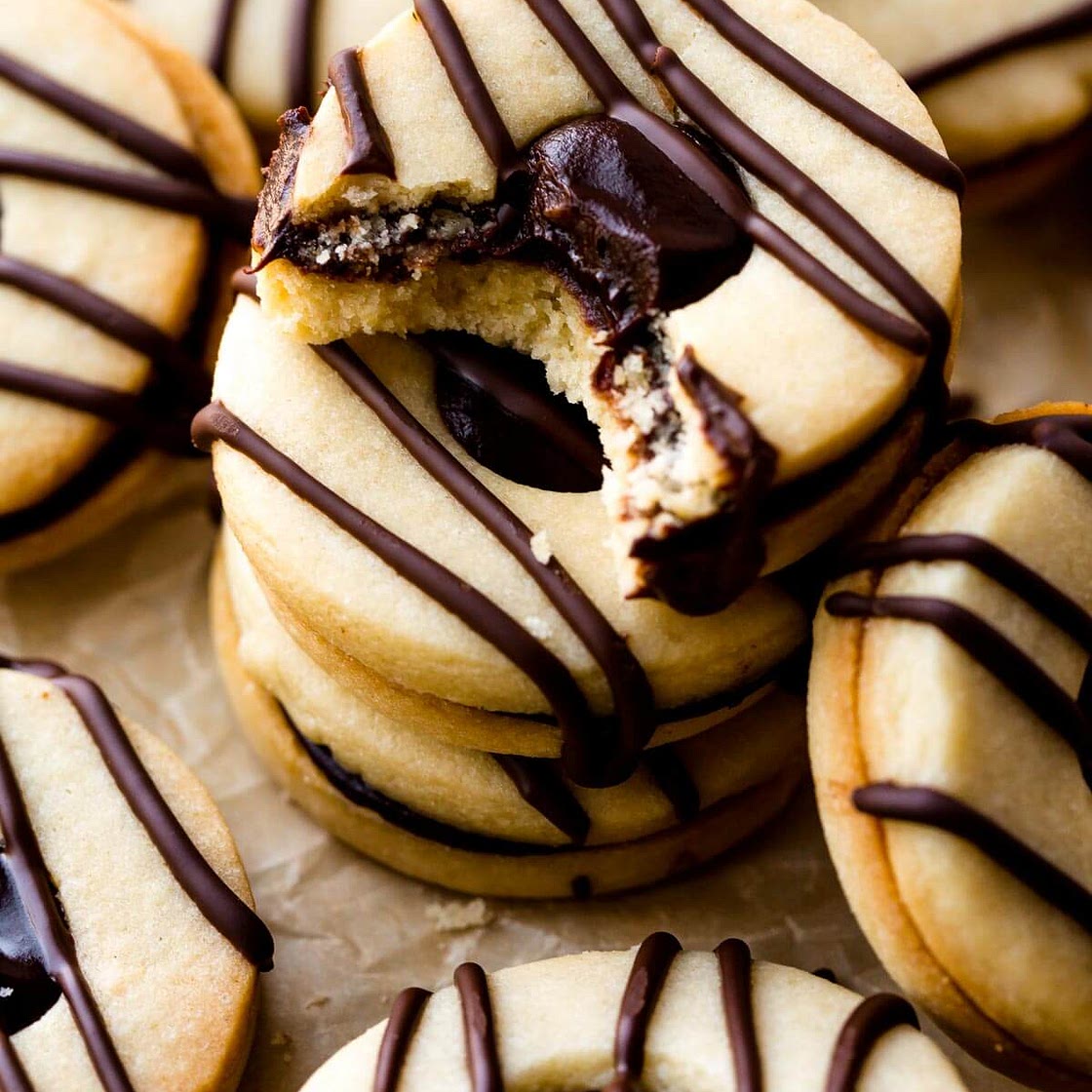 Striped Fudge Cookie Sandwiches