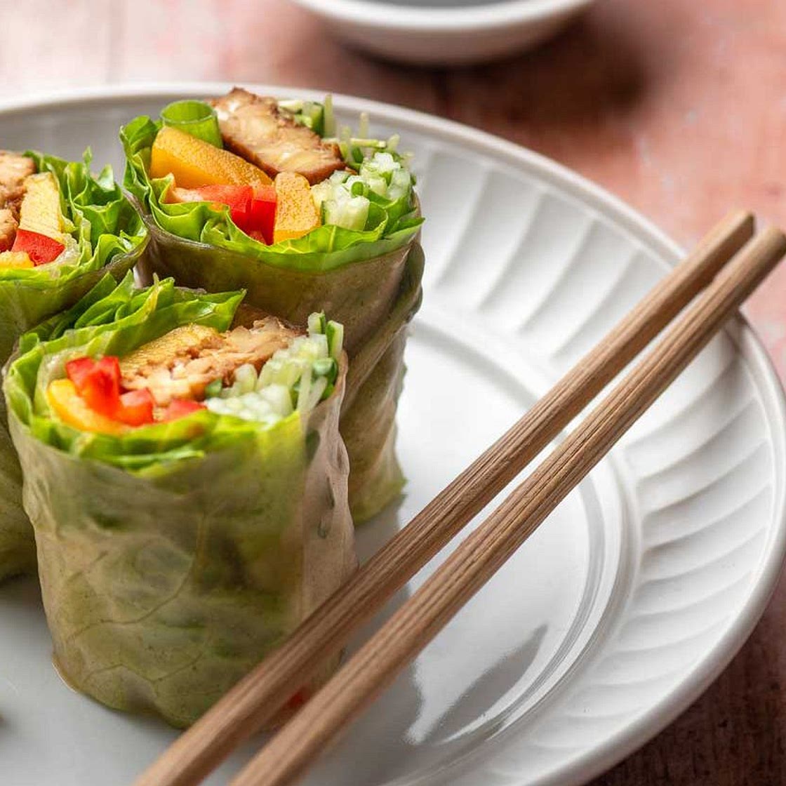 Spicy Tempeh Mango Spring Rolls