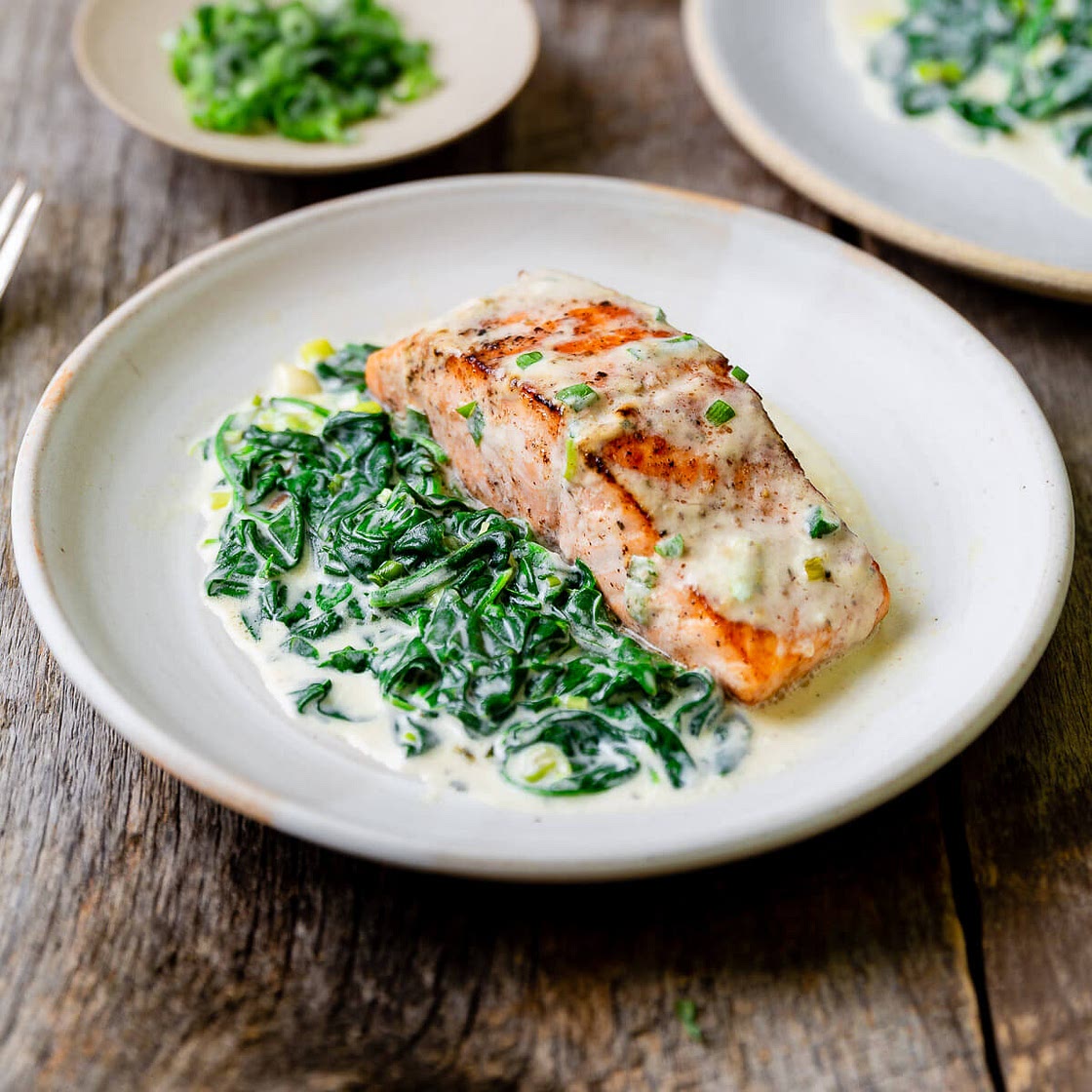 One Pan Creamy Salmon and Spinach