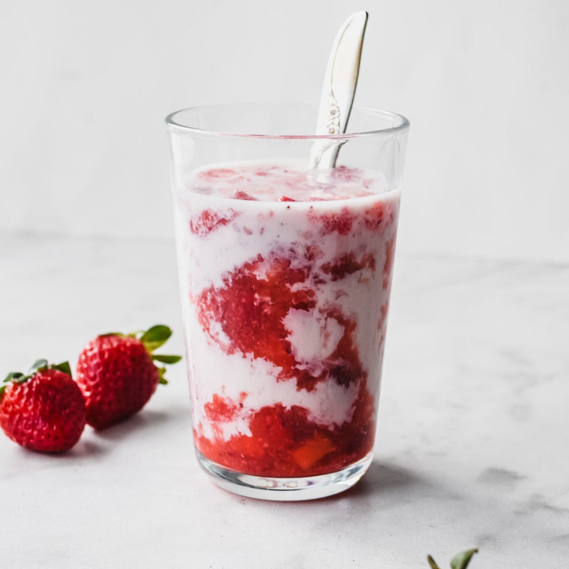 Korean Strawberry Milk with Sago