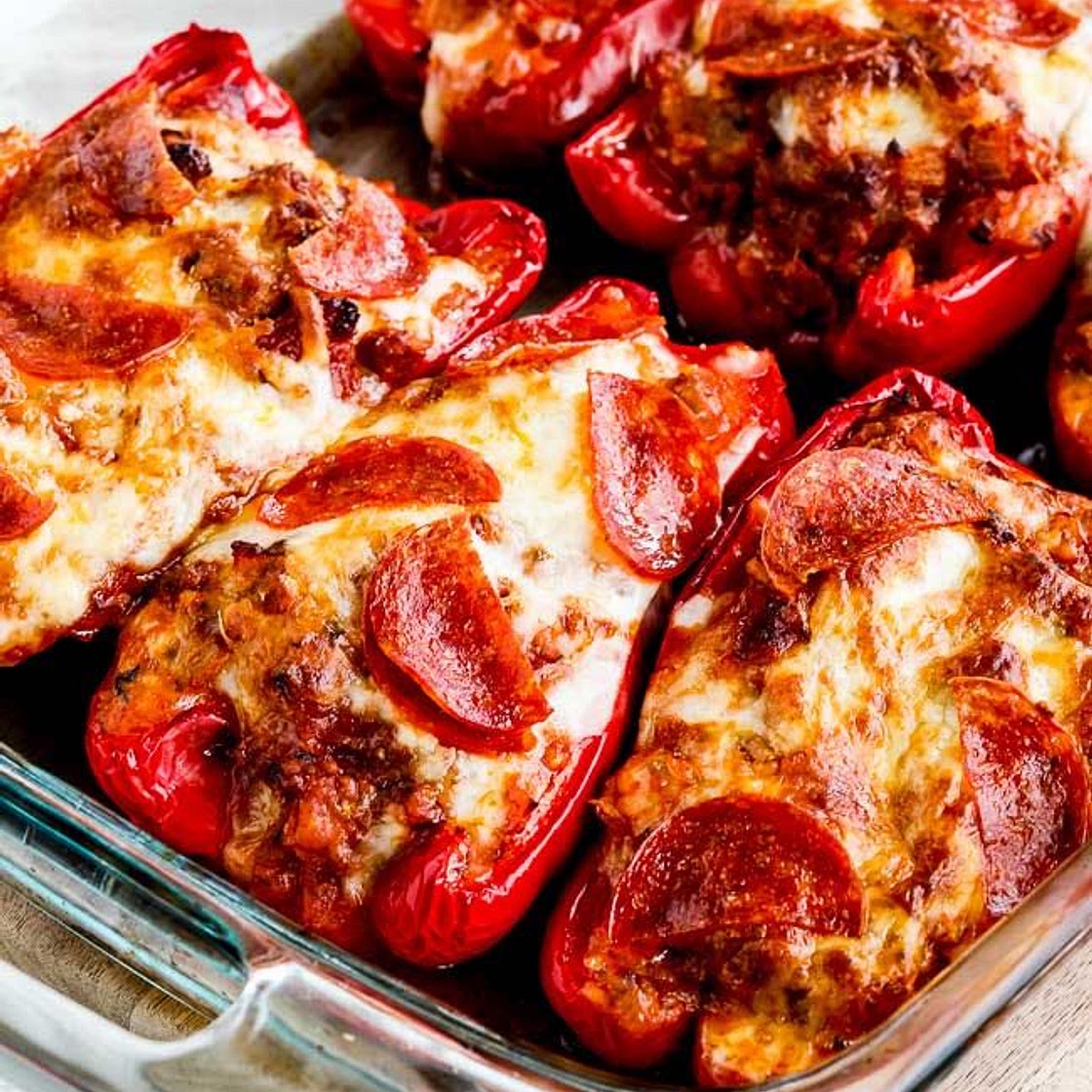 Sausage and Pepperoni Pizza-Stuffed Peppers