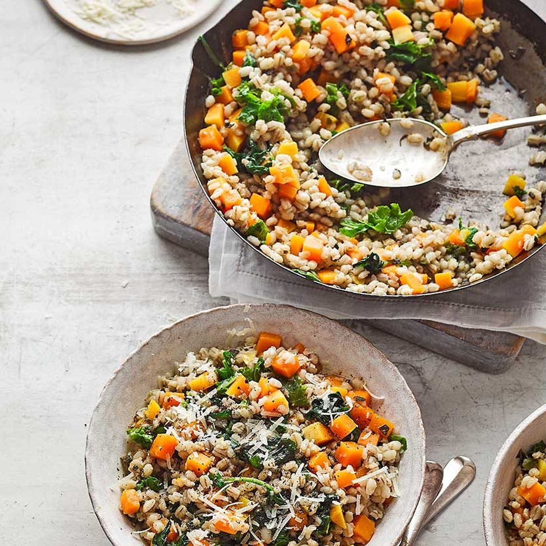 Speedy butternut squash barley ‘risotto’