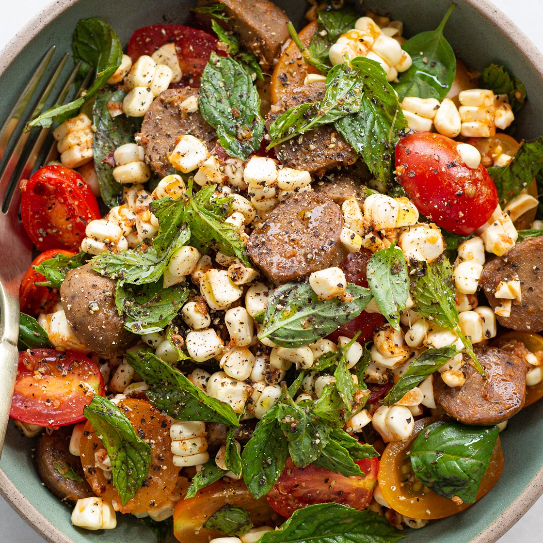 Vegetarian Sausage Salad with Paprika Dressing