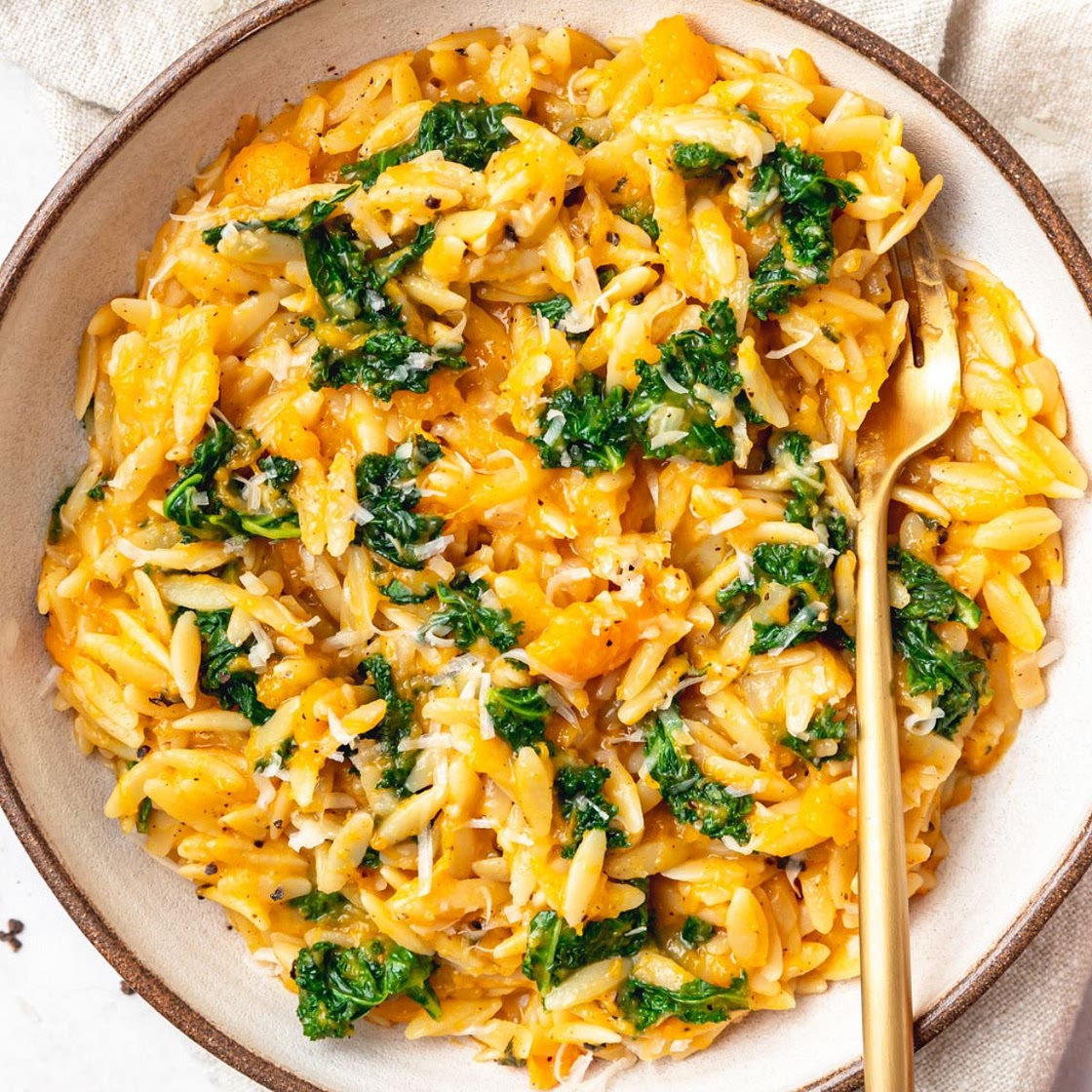 Butternut Squash Orzo with Kale