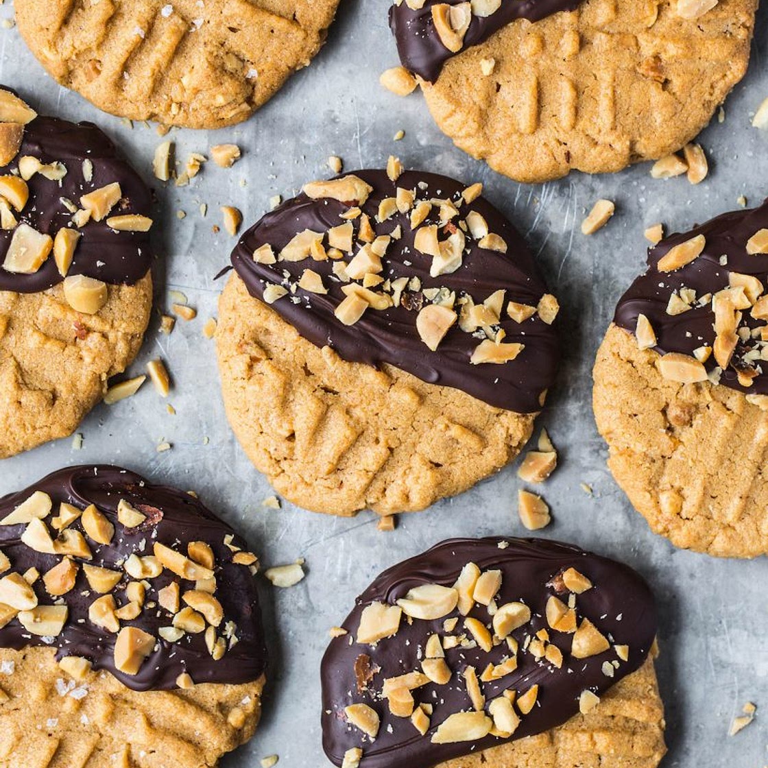 Chocolate Dipped Peanut Butter Cookies