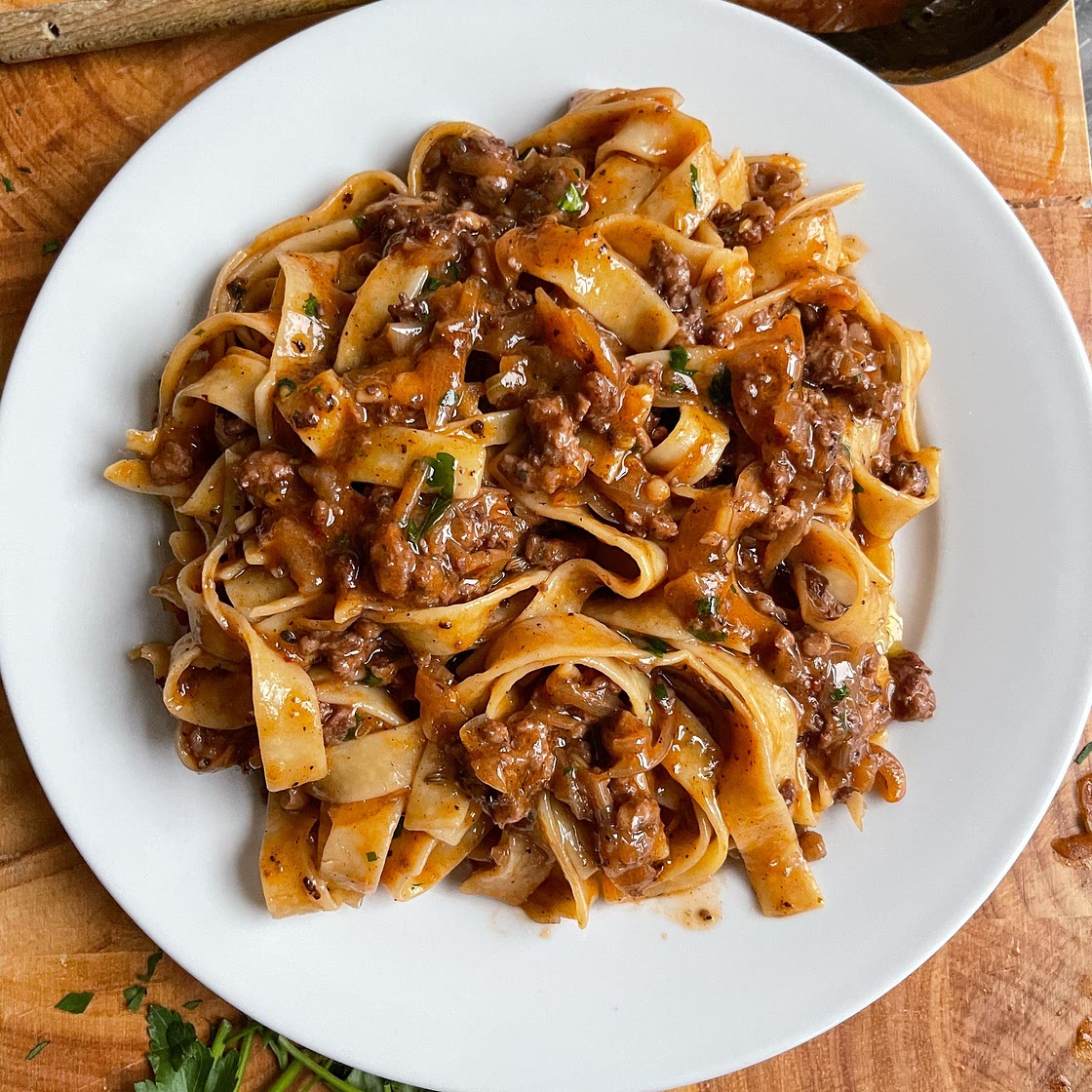 Sausage & Sticky Onion Ragù