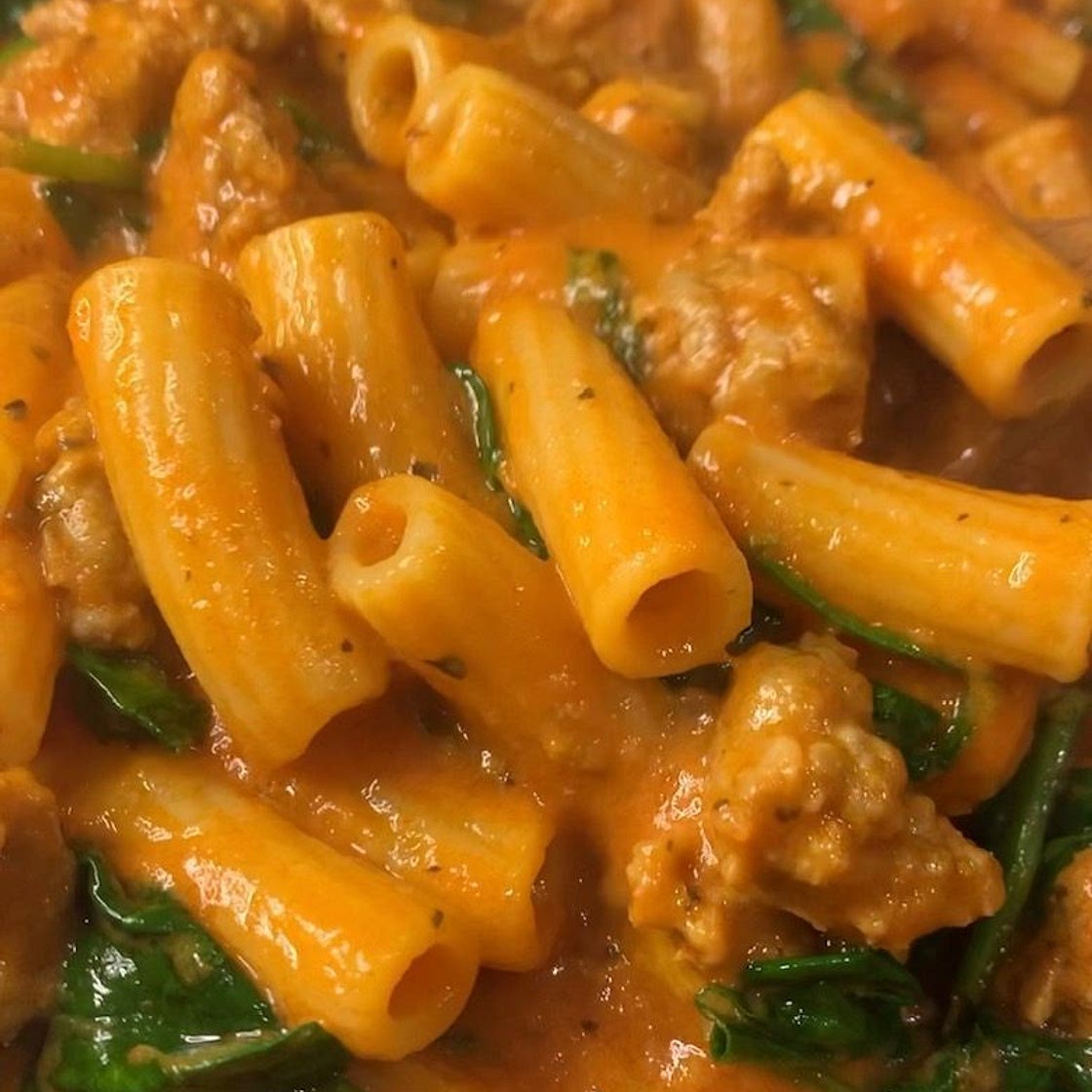Hot Italian Sausage Tomato Cream Sauce with Rigatoni