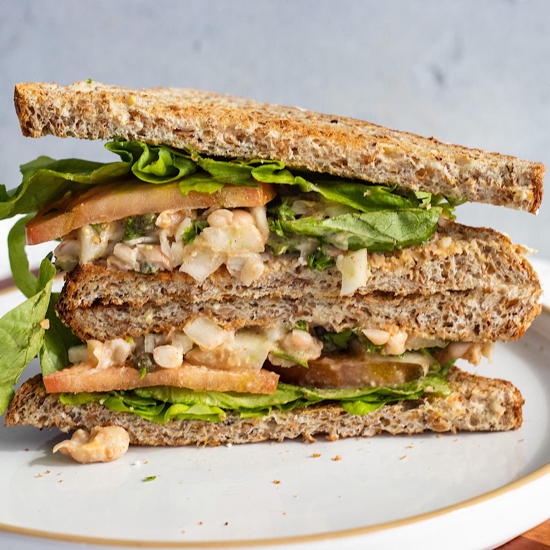 Mediterranean White Bean Fennel Salad Sandwich