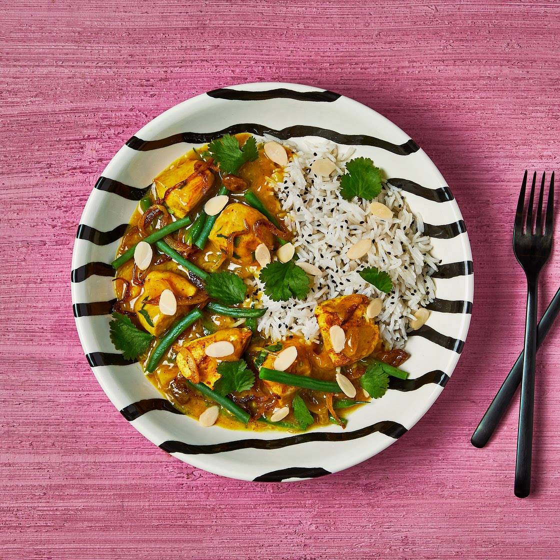 Coronation Chicken Curry With Sesame Rice