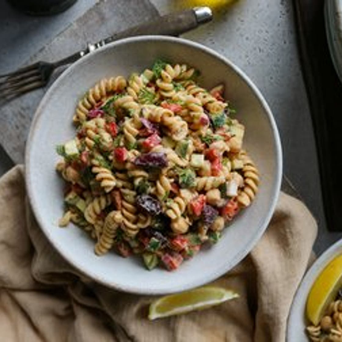 Dill Pasta Salad with a Tahini Dressing