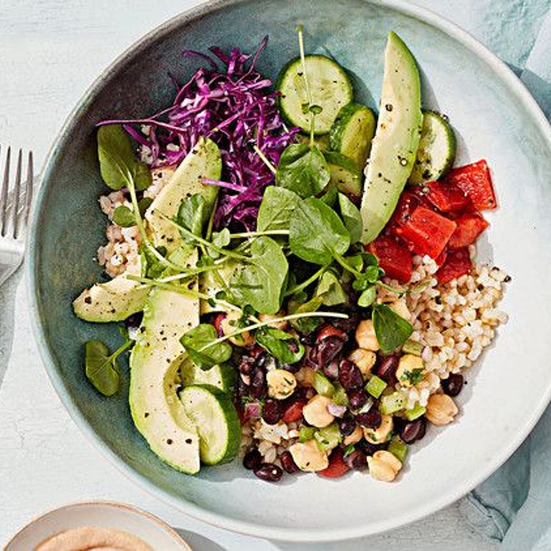 Rice-and-Bean Salad Bowl with Tahini Sauce