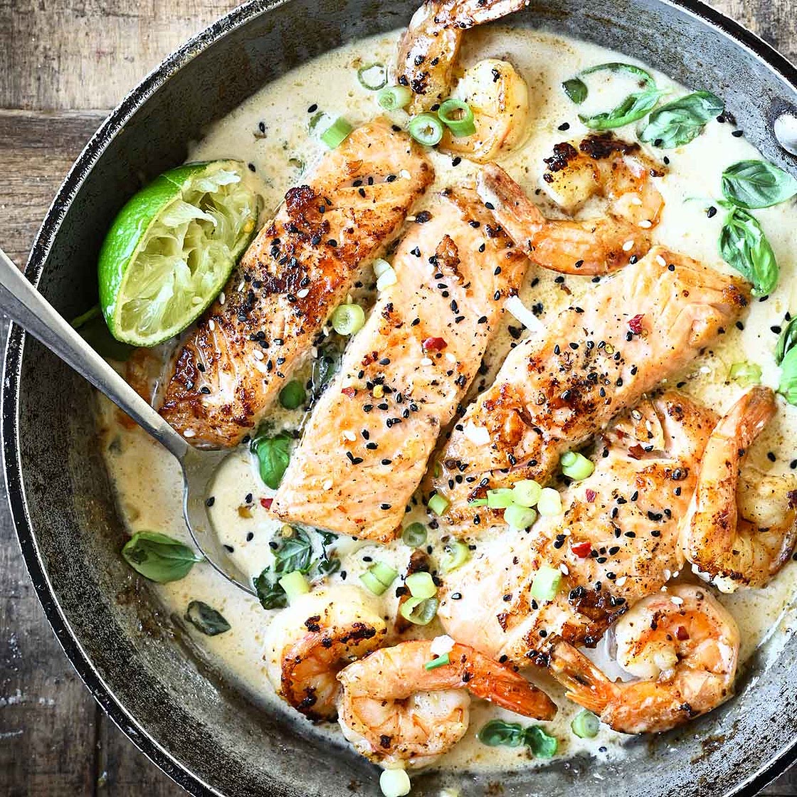 Coconut Miso Salmon with Shrimp