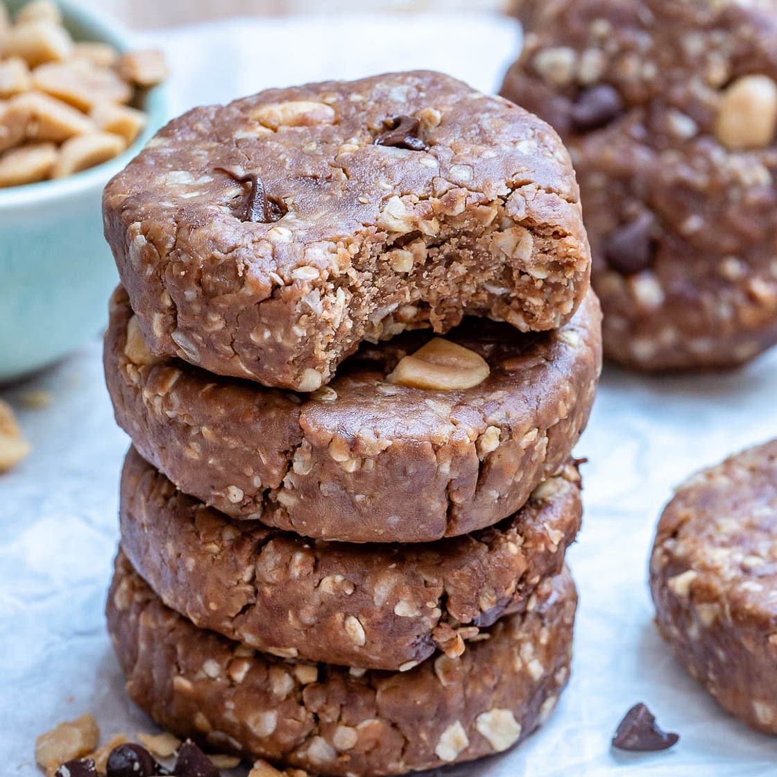 No-Bake Chocolate Chip Peanut Butter Cookies