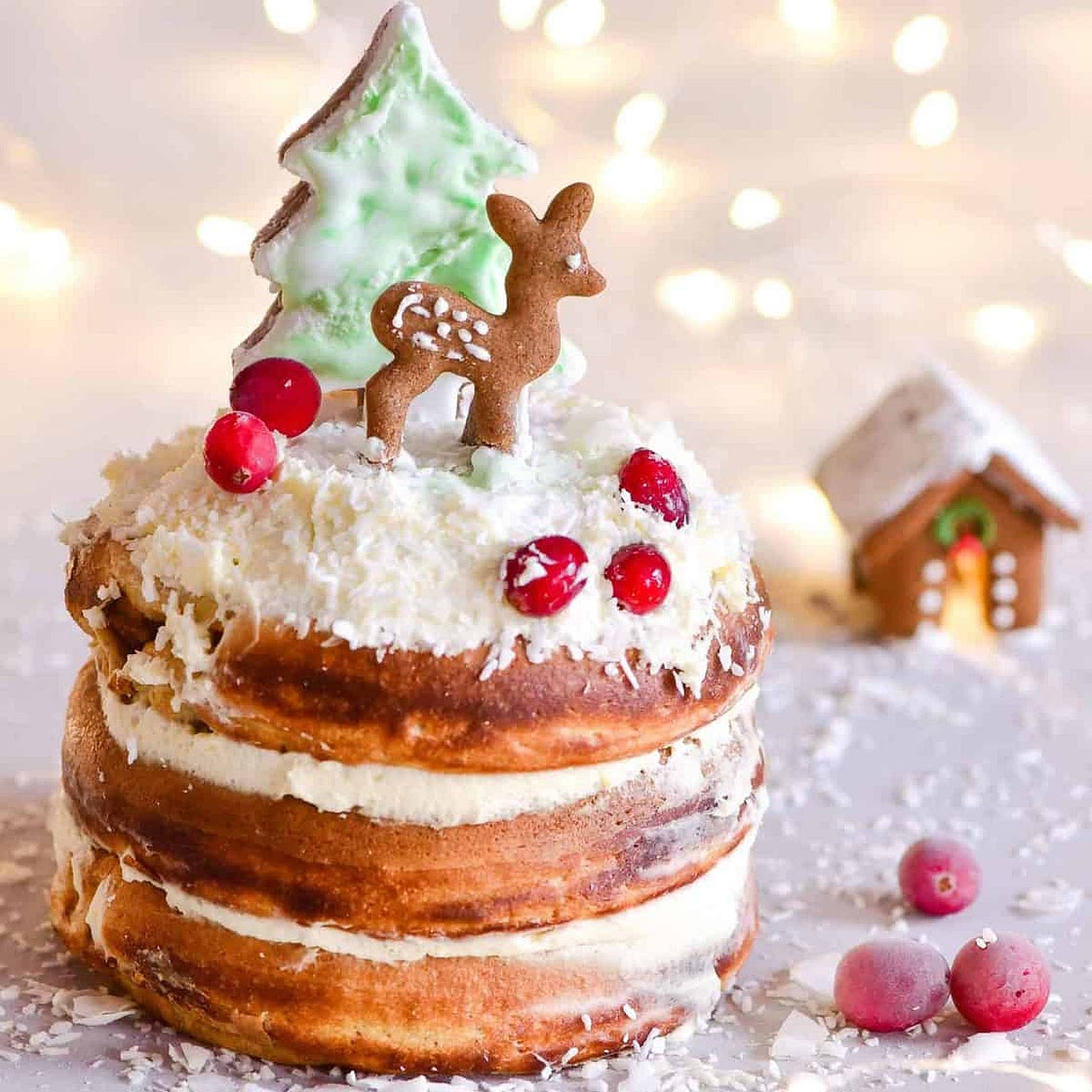 Christmas Fluffy Gingerbread Pancakes (Thick/Souffle Pancakes)