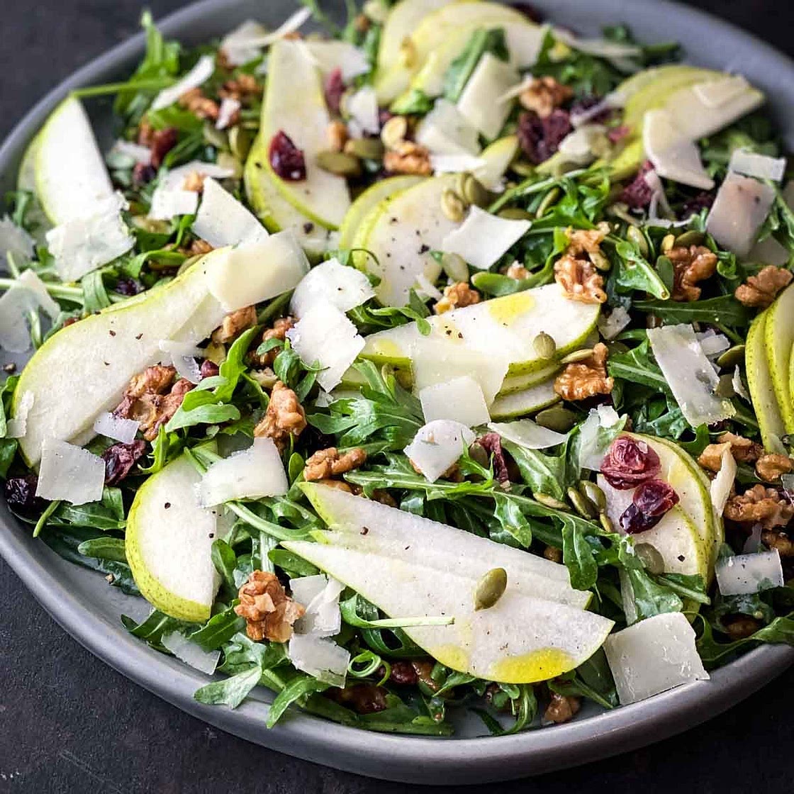 Pear Arugula Salad with Candied Walnuts