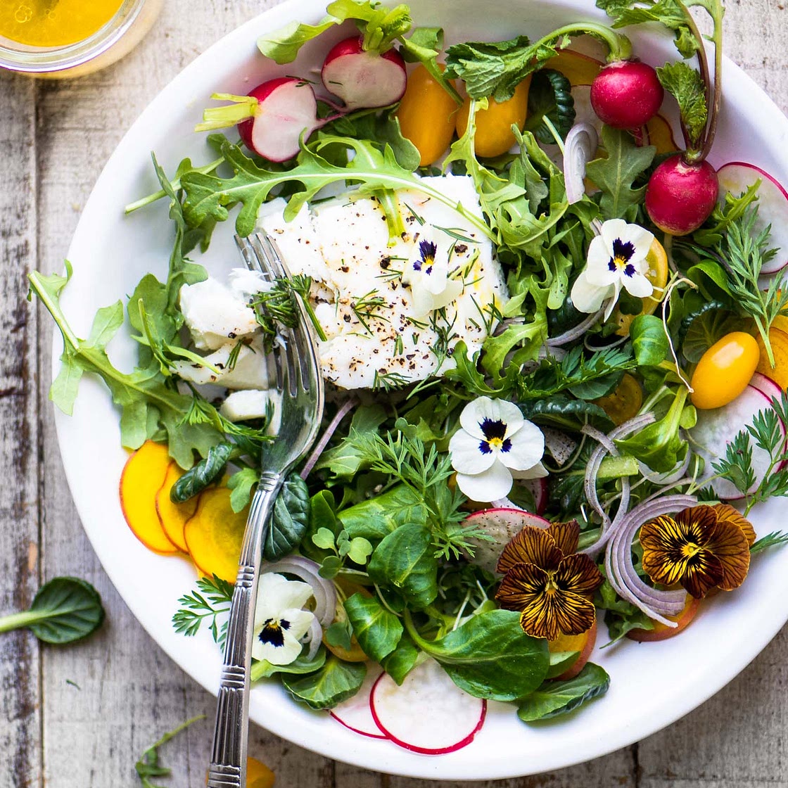 Poached Halibut Salad with Meyer Lemon Vinaigrette