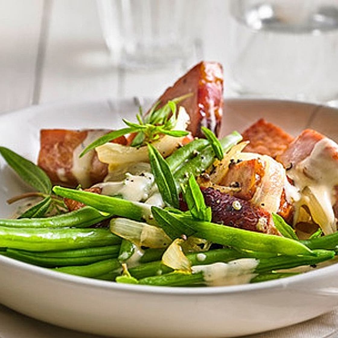 Grüne Bohnen mit Kasseler, geschmort