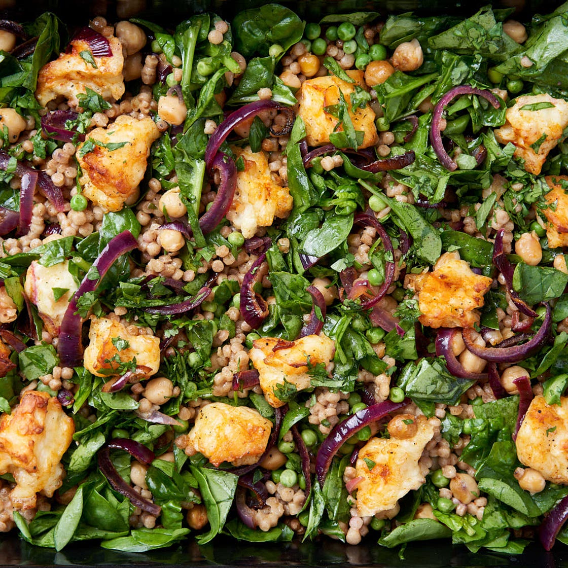 The Quick Roasting Tin: Halloumi and Red Onion Salad with Giant Couscous