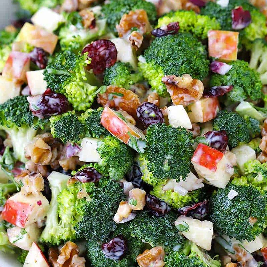 Broccoli Salad with Apples, Walnuts, and Cranberries