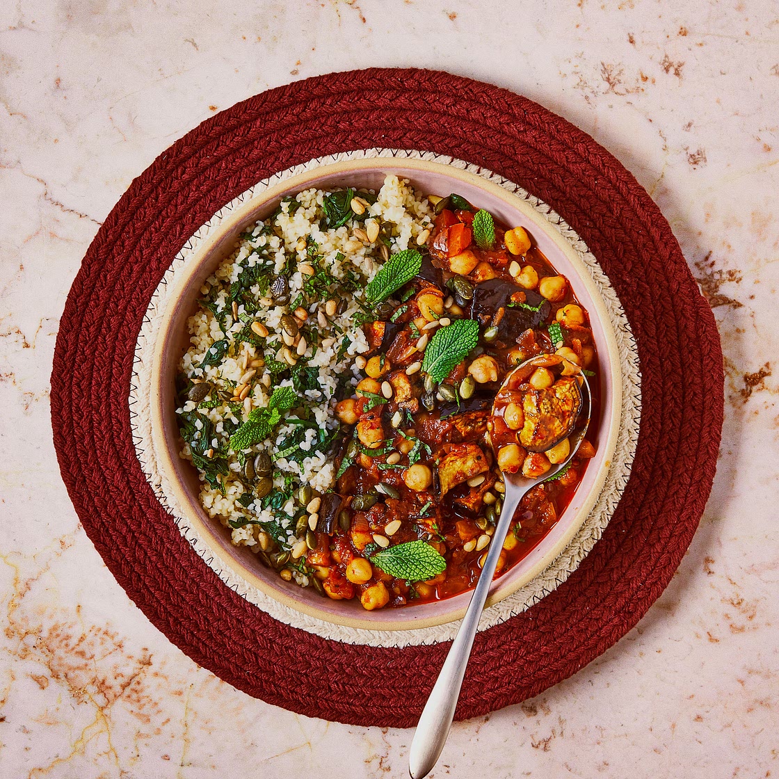 Roasted Aubergine, Harissa & Chickpea Stew