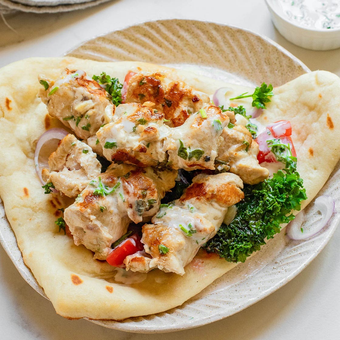 Chicken Souvlaki with Naan