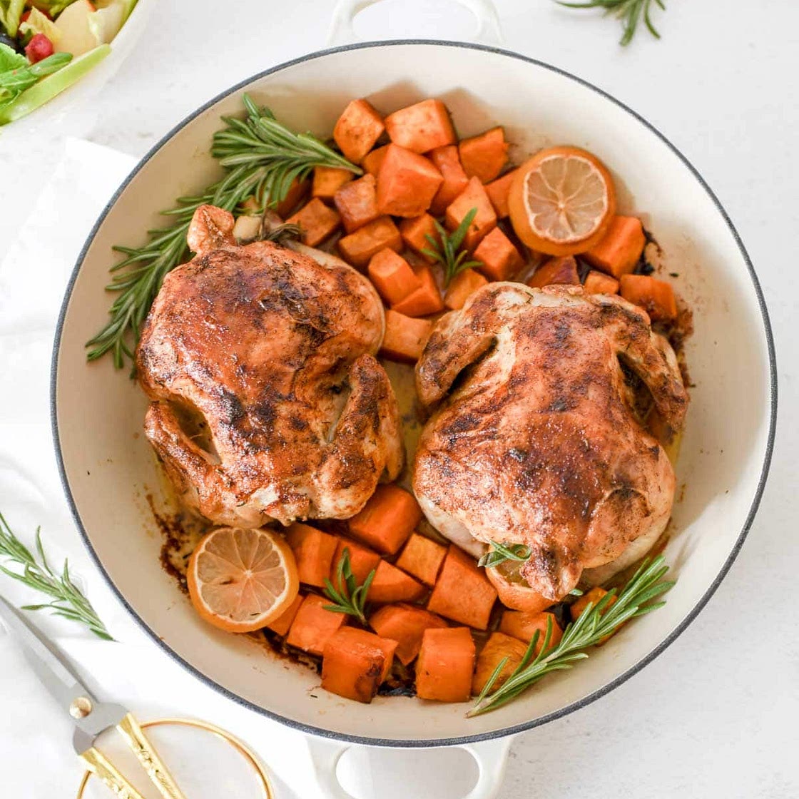 Dutch Oven Cornish Hens and Potatoes