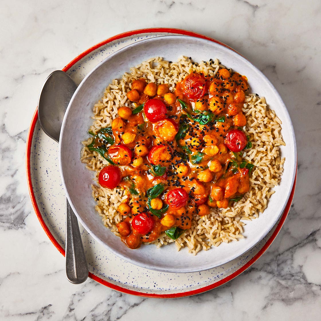 Chickpea, Spinach & Coconut Curry With Brown Rice