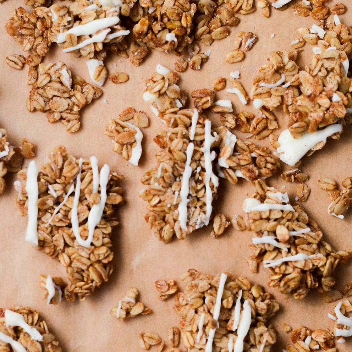 Cinnamon Roll Drizzled Granola