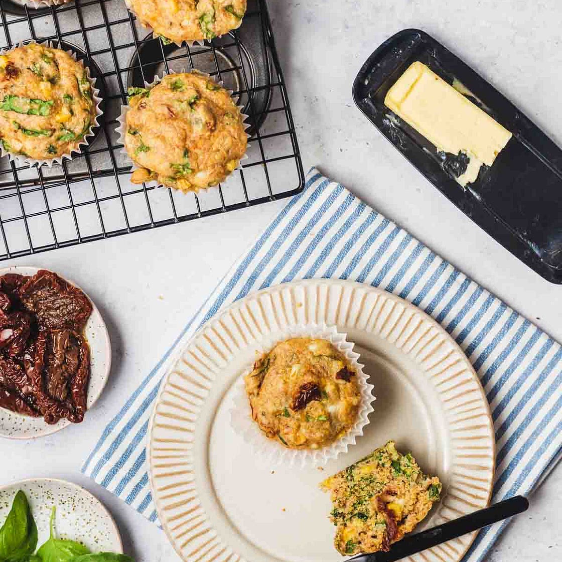 Savoury Muffins with Feta and Vegetables (Vegetarian)
