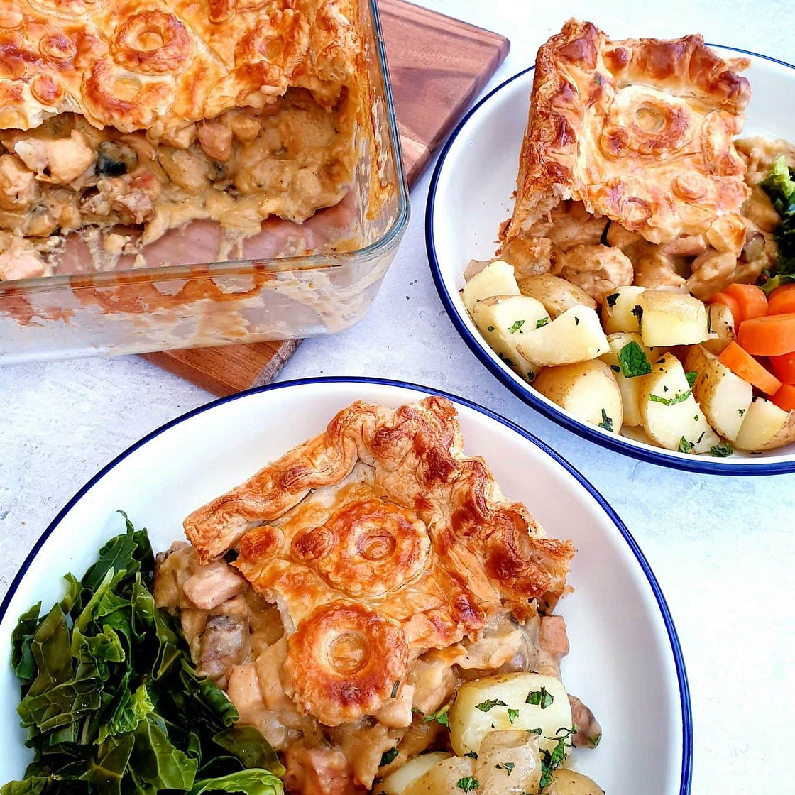 Puff Pastry Pie with Chicken, Ham & Mushroom