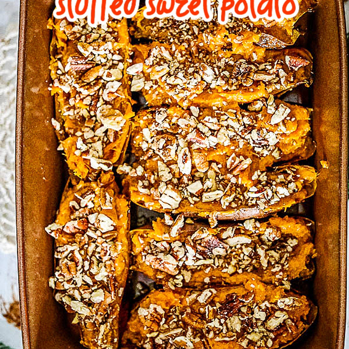 Twice Baked Maple Walnut Sweet Potatoes