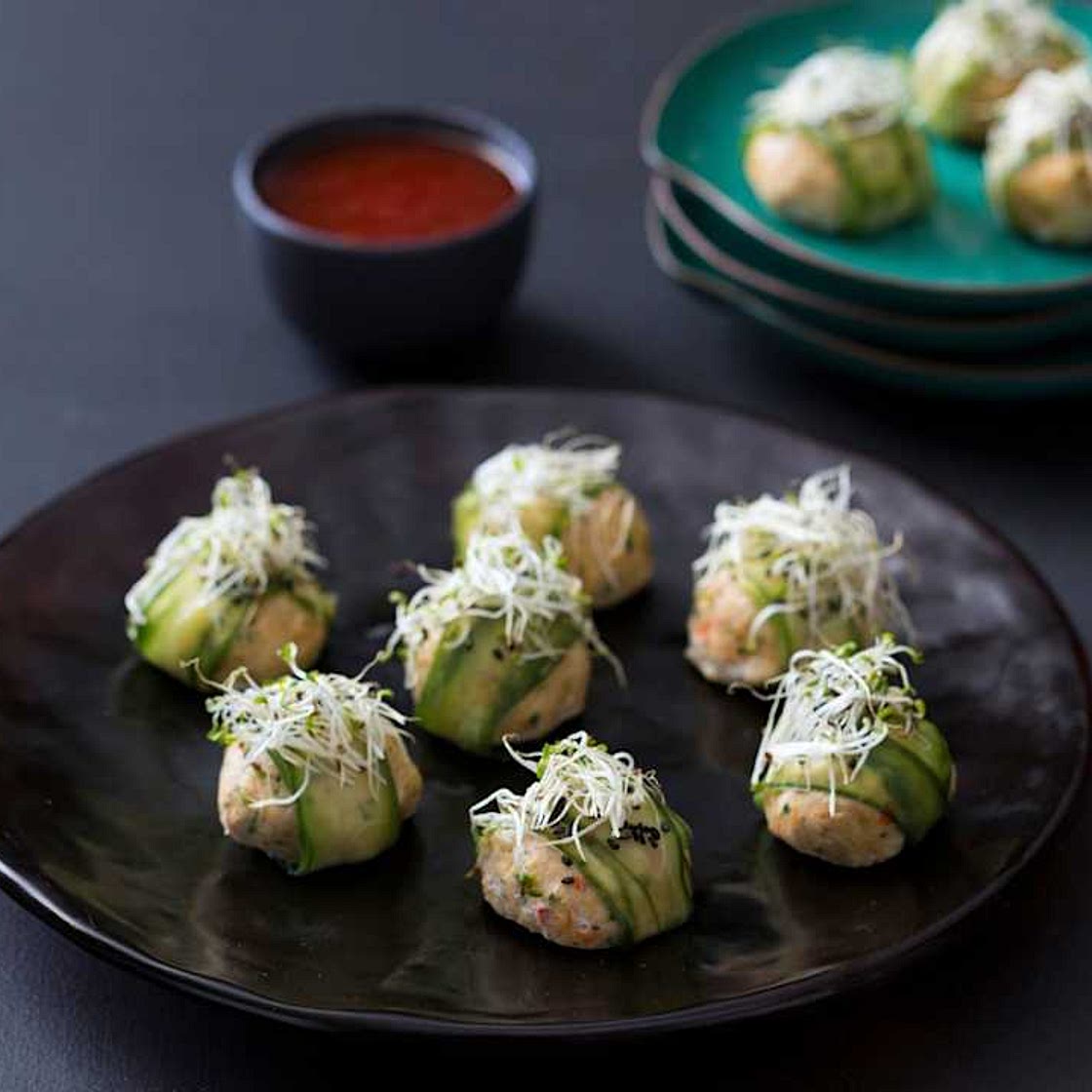 Thai chicken balls with sweet chilli dipping sauce