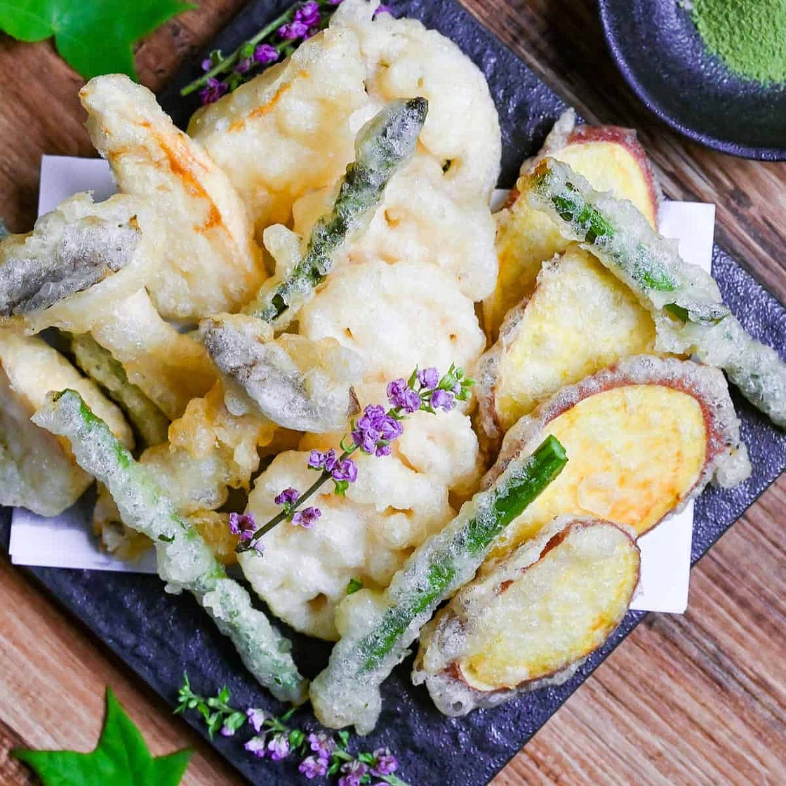 Eggless Vegetable Tempura (Shojin Age with Matcha Salt)