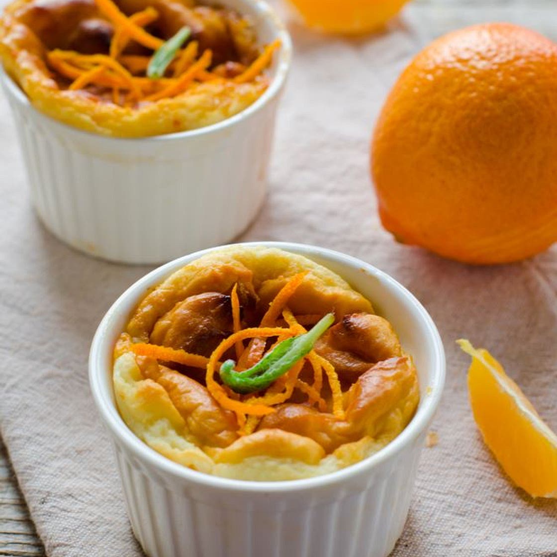 Soufflé de fromage blanc au jus d'orange