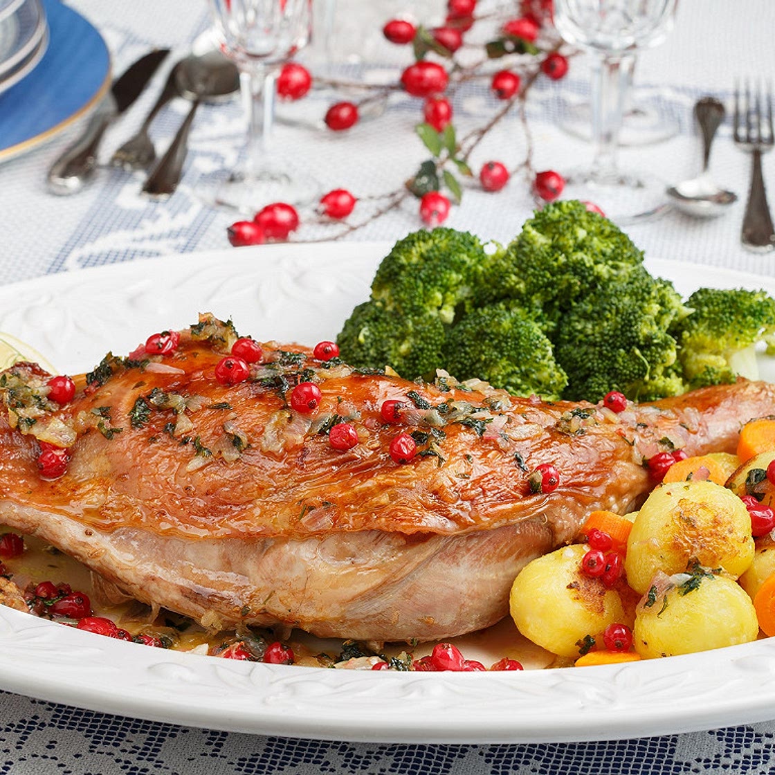 Cuisses de dinde rôties aux groseilles