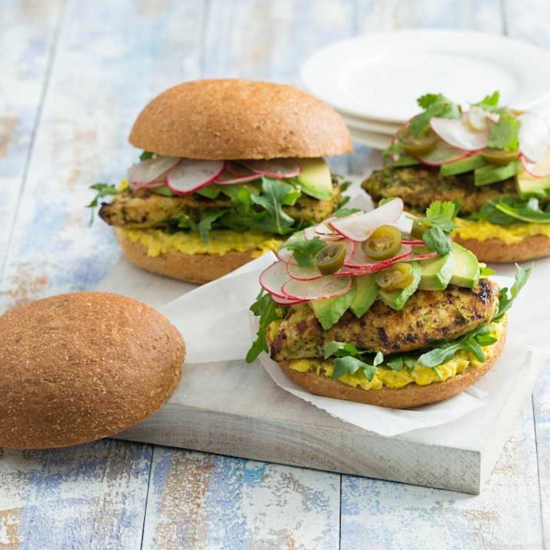 Jalapeño and Lime Chicken Burger with Corn Smash