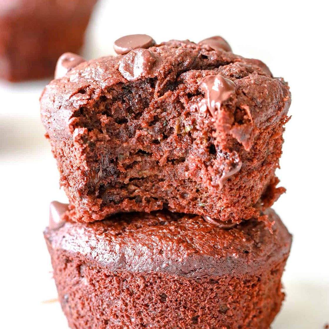 Moist Double Chocolate Zucchini Muffins (Gluten Free)