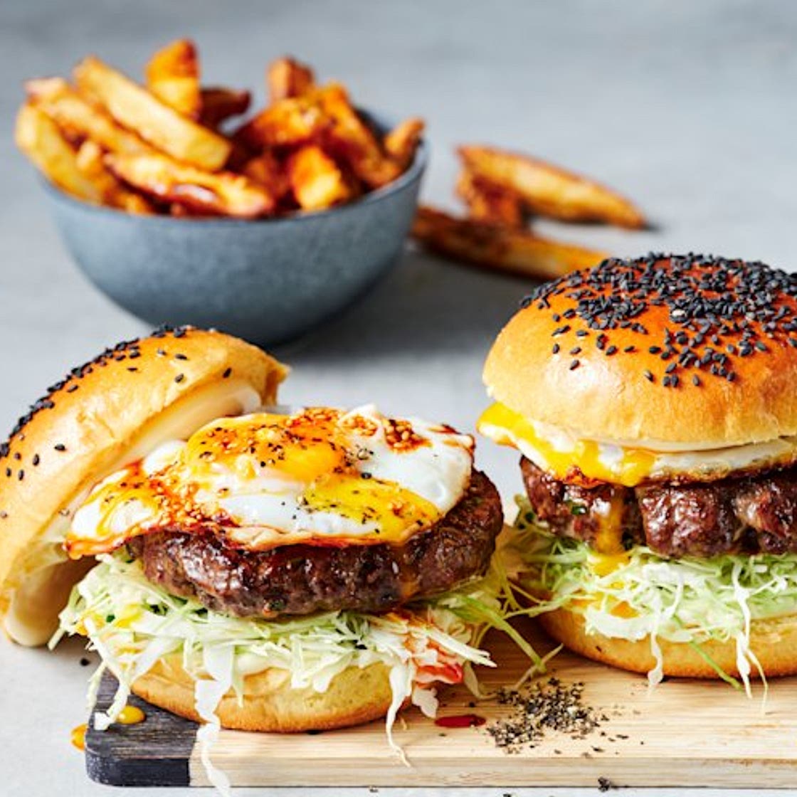 Chinese spices and chilli crisp drive this burger straight to Flavourtown