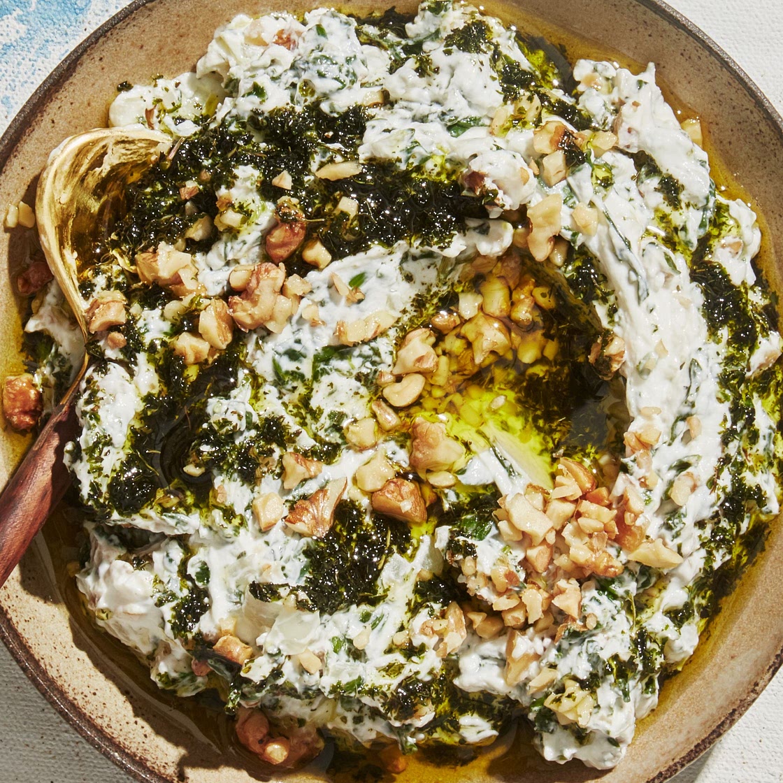 Spinach-Yogurt Dip With Sizzled Mint