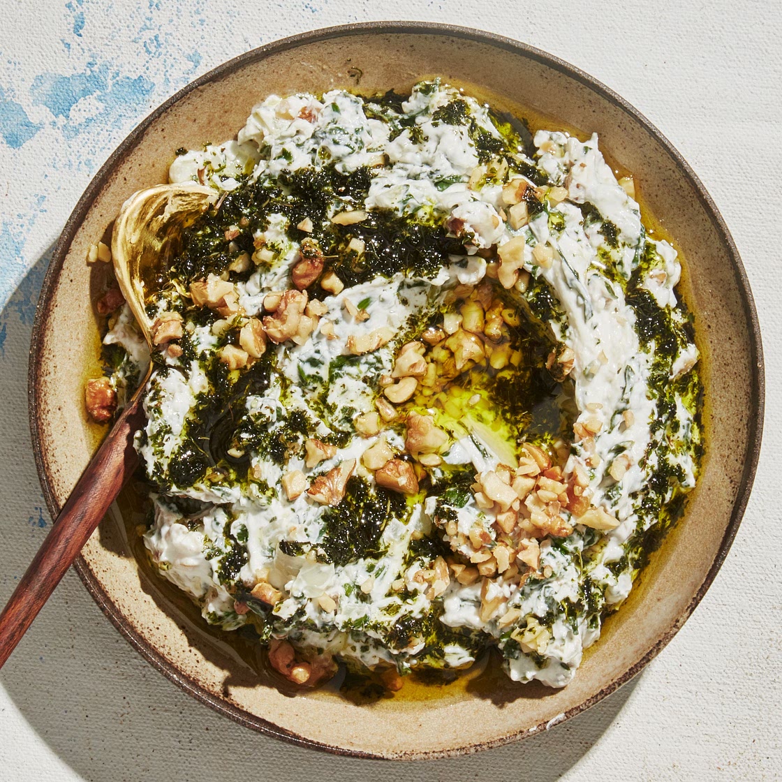 Spinach-Yogurt Dip With Sizzled Mint