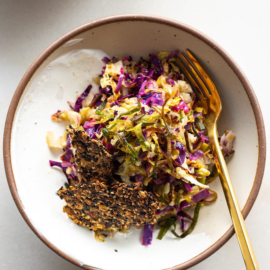 Lemon-Dressed Cabbage & Caramelized Leek Salad