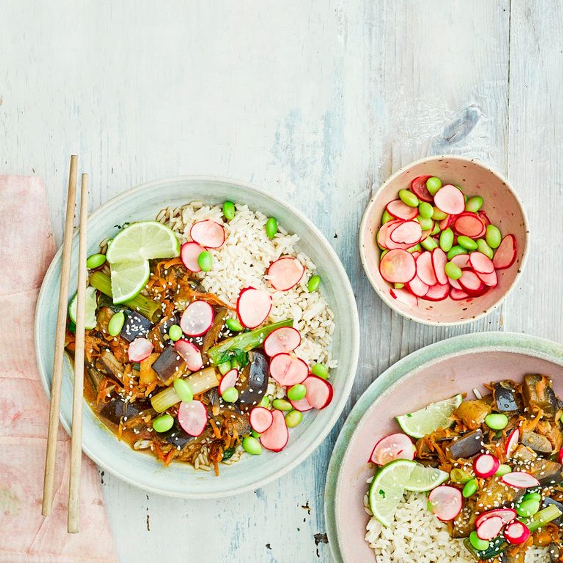 Aubergine teriyaki bowls
