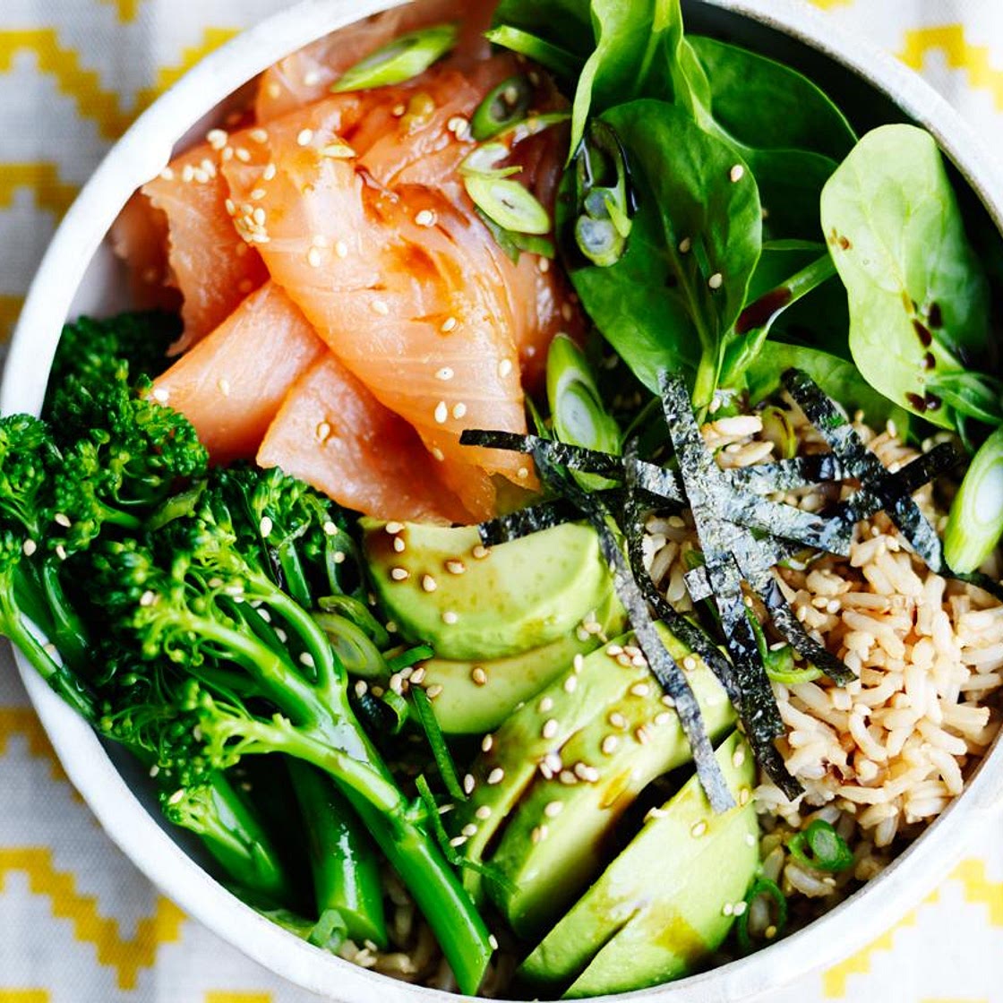 Smoked salmon sushi salad bowl