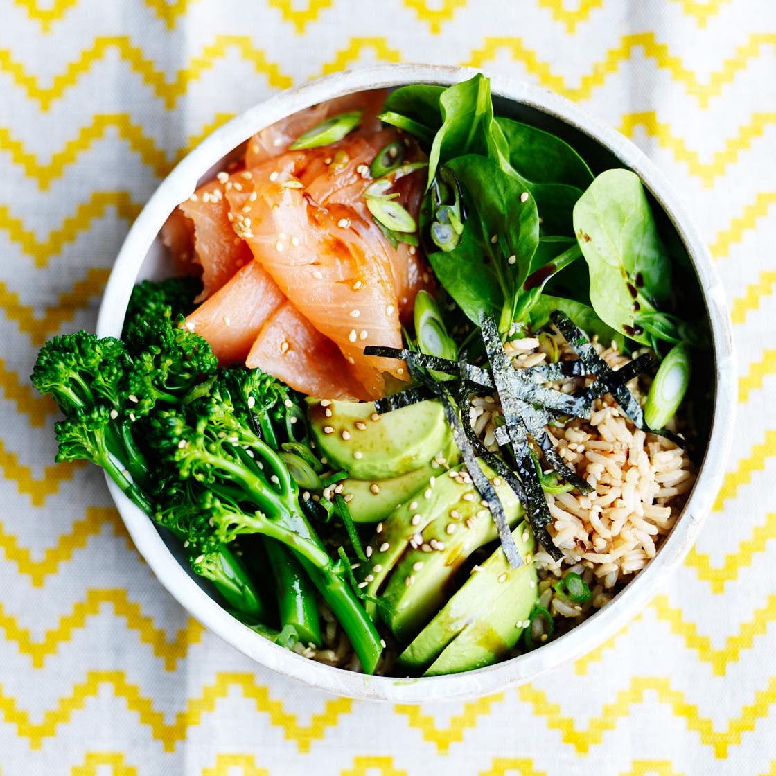 Smoked salmon sushi salad bowl